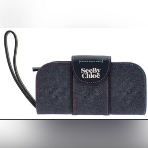 See by Chloé Laetizia Long Folded Denim Wallet NWT